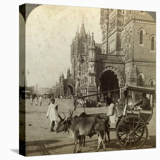 Ekka, Outside Victoria Station, Bombay, India, C1900s-Underwood & Underwood-Stretched Canvas