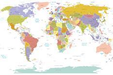 High Detail World Map.All Elements are Separated in Editable Layers Clearly Labeled. Vector-ekler-Art Print
