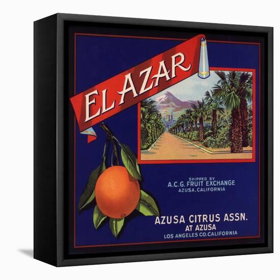 El Azar Brand - Azusa, California - Citrus Crate Label-Lantern Press-Framed Stretched Canvas
