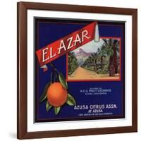 El Azar Brand - Azusa, California - Citrus Crate Label-Lantern Press-Framed Art Print