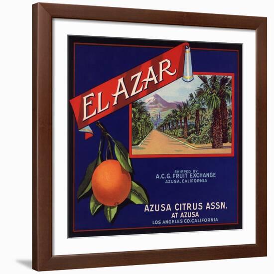 El Azar Brand - Azusa, California - Citrus Crate Label-Lantern Press-Framed Art Print