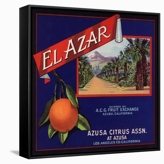 El Azar Brand - Azusa, California - Citrus Crate Label-Lantern Press-Framed Stretched Canvas