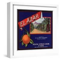 El Azar Brand - Azusa, California - Citrus Crate Label-Lantern Press-Framed Art Print