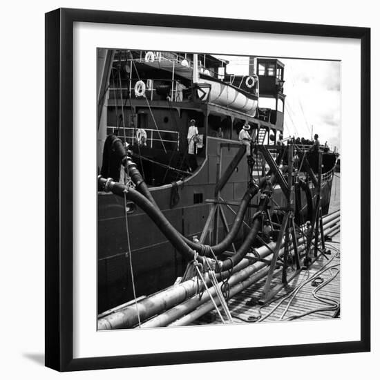 El Barco Oil Being Piped into Texaco and Socony-Vacuum Tankers-null-Framed Photographic Print