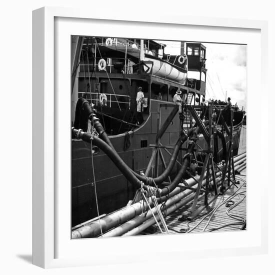 El Barco Oil Being Piped into Texaco and Socony-Vacuum Tankers-null-Framed Photographic Print