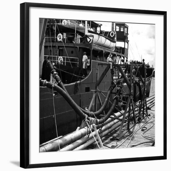 El Barco Oil Being Piped into Texaco and Socony-Vacuum Tankers-null-Framed Photographic Print