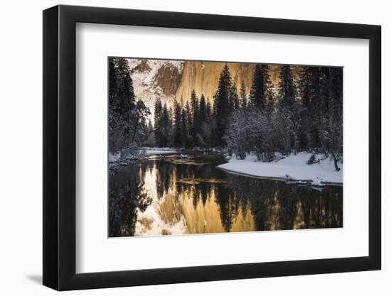 El Capitan above the Merced River in winter, Yosemite National Park, California, USA-Russ Bishop-Framed Photographic Print