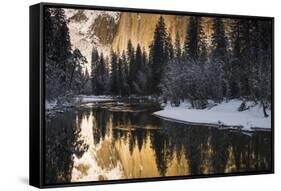 El Capitan above the Merced River in winter, Yosemite National Park, California, USA-Russ Bishop-Framed Stretched Canvas