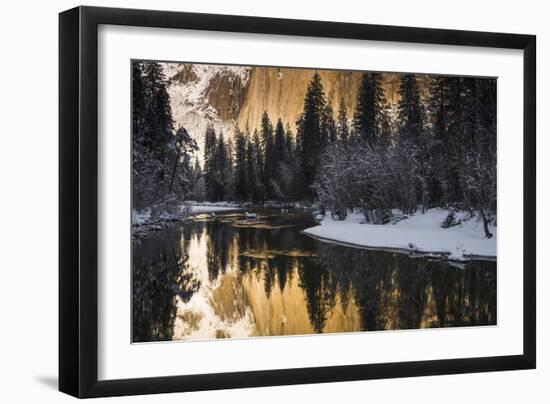 El Capitan above the Merced River in winter, Yosemite National Park, California, USA-Russ Bishop-Framed Photographic Print