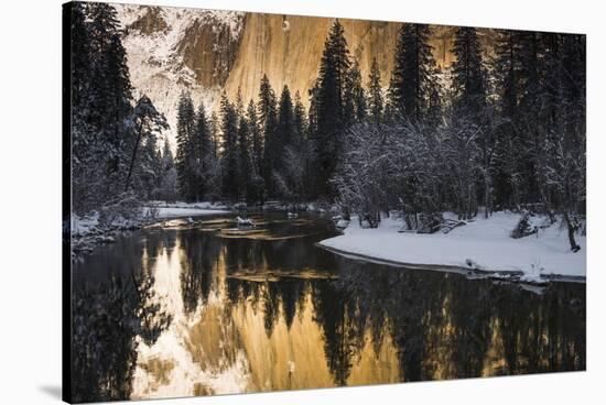 El Capitan above the Merced River in winter, Yosemite National Park, California, USA-Russ Bishop-Stretched Canvas