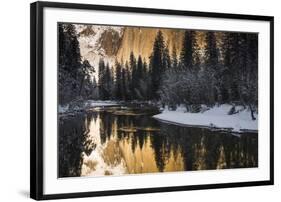 El Capitan above the Merced River in winter, Yosemite National Park, California, USA-Russ Bishop-Framed Photographic Print