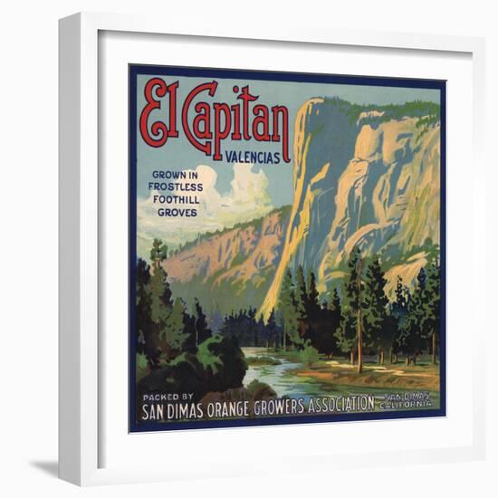El Capitan Brand - San Dimas, California - Citrus Crate Label-Lantern Press-Framed Art Print