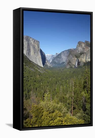 El Capitan, Half Dome, and Bridalveil Fall, Yosemite NP, California-David Wall-Framed Stretched Canvas