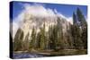 El Capitan seen from Cathedral Beach and Merced River. Yosemite National Park, California.-Tom Norring-Stretched Canvas