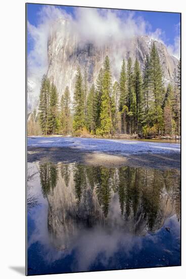 El Capitan seen from Cathedral Beach and Merced River. Yosemite National Park, California.-Tom Norring-Mounted Photographic Print