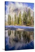 El Capitan seen from Cathedral Beach and Merced River. Yosemite National Park, California.-Tom Norring-Stretched Canvas