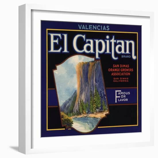 El Captain Brand - San Dimas, California - Citrus Crate Label-Lantern Press-Framed Art Print