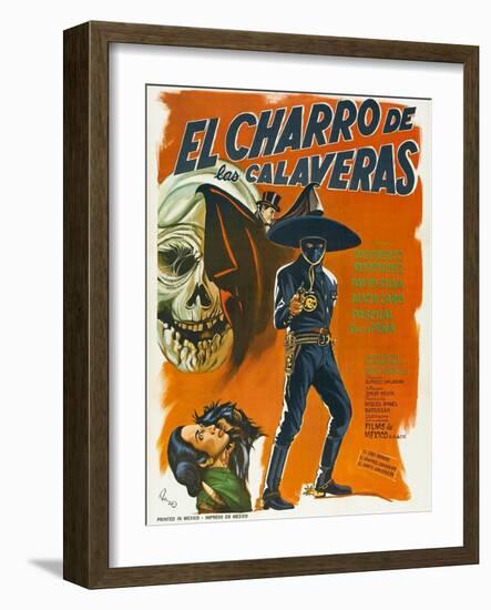 El Charro de las Calaveras, (aka The Rider of Skulls), Mexican poster, Dagoberto Rodriquez, 1965-null-Framed Art Print