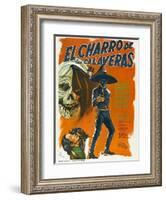 El Charro de las Calaveras, (aka The Rider of Skulls), Mexican poster, Dagoberto Rodriquez, 1965-null-Framed Art Print