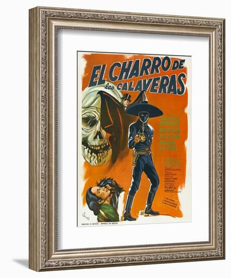 El Charro de las Calaveras, (aka The Rider of Skulls), Mexican poster, Dagoberto Rodriquez, 1965-null-Framed Art Print