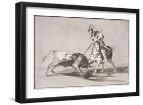 El Cid (C.1040-99) Spearing Another Bull, Plate 11 from La Tauromaquia, 1816-Francisco de Goya-Framed Giclee Print