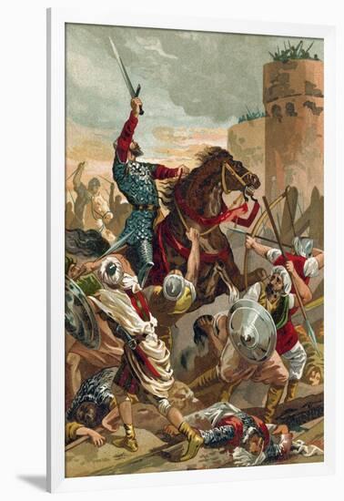 El Cid Threatening the City of Valencia-Spanish School-Framed Giclee Print