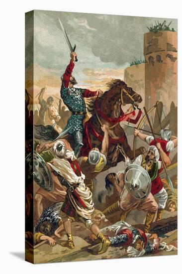 El Cid Threatening the City of Valencia-Spanish School-Stretched Canvas