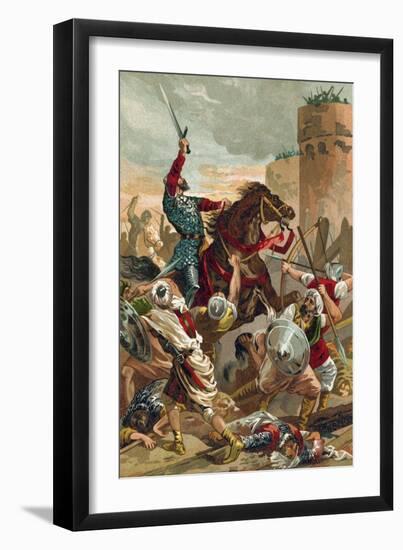 El Cid Threatening the City of Valencia-Spanish School-Framed Premium Giclee Print