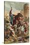El Cid Threatening the City of Valencia-Spanish School-Stretched Canvas
