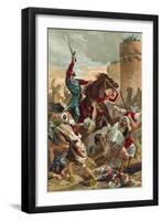 El Cid Threatening the City of Valencia-Spanish School-Framed Giclee Print