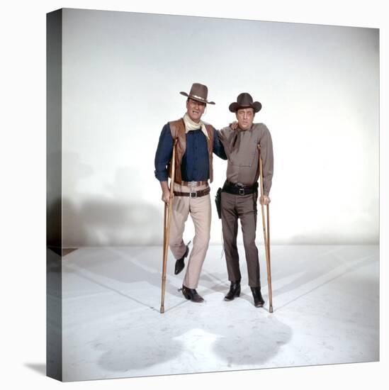 EL DORADO, 1967 directed by HOWARD HAWKS John Wayne and Robert Mitchum (photo)-null-Stretched Canvas