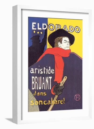 El Dorado: Aristide Bruant dans Son Cabaret-Henri de Toulouse-Lautrec-Framed Art Print