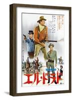 El Dorado, James Caan, John Wayne, Robert Mitchum, Japanese Poster Art, 1967-null-Framed Art Print