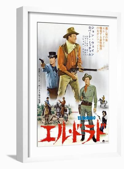 El Dorado, James Caan, John Wayne, Robert Mitchum, Japanese Poster Art, 1967-null-Framed Art Print