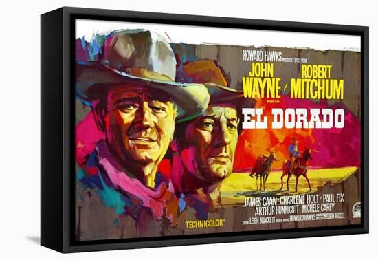 El Dorado, John Wayne, Robert Mitchum, Belgian Poster Art, 1967-null-Framed Stretched Canvas