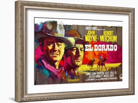 El Dorado, John Wayne, Robert Mitchum, Belgian Poster Art, 1967-null-Framed Art Print