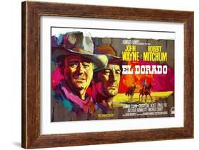 El Dorado, John Wayne, Robert Mitchum, Belgian Poster Art, 1967-null-Framed Art Print