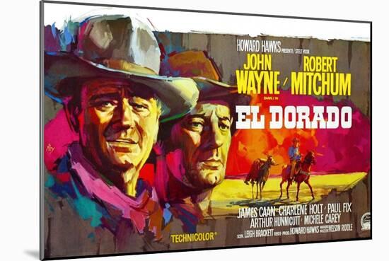 El Dorado, John Wayne, Robert Mitchum, Belgian Poster Art, 1967-null-Mounted Art Print