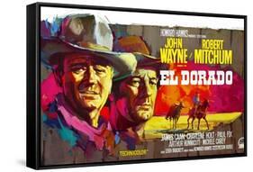 El Dorado, John Wayne, Robert Mitchum, Belgian Poster Art, 1967-null-Framed Stretched Canvas