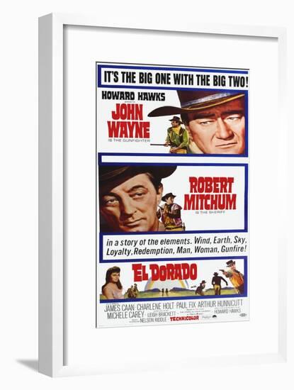 El Dorado, John Wayne, Robert Mitchum on Poster Art, 1966-null-Framed Art Print