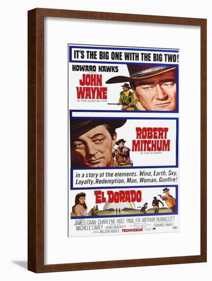 El Dorado, John Wayne, Robert Mitchum on Poster Art, 1966-null-Framed Art Print