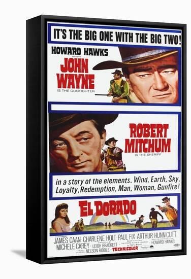 El Dorado, John Wayne, Robert Mitchum on Poster Art, 1966-null-Framed Stretched Canvas