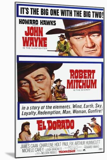 El Dorado, John Wayne, Robert Mitchum on Poster Art, 1966-null-Mounted Art Print