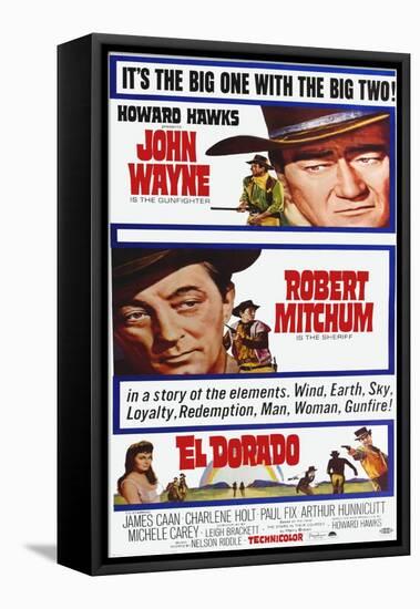 El Dorado, John Wayne, Robert Mitchum on Poster Art, 1966-null-Framed Stretched Canvas