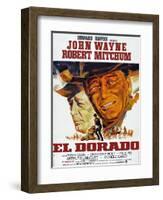 El Dorado, Robert Mitchum, John Wayne, French Poster Art, 1967-null-Framed Art Print