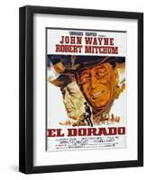 El Dorado, Robert Mitchum, John Wayne, French Poster Art, 1967-null-Framed Art Print