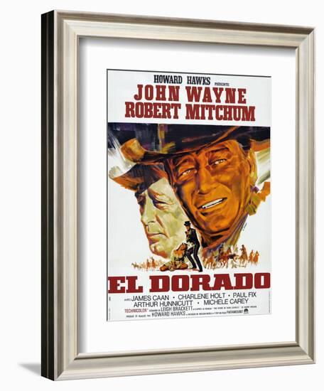 El Dorado, Robert Mitchum, John Wayne, French Poster Art, 1967-null-Framed Art Print