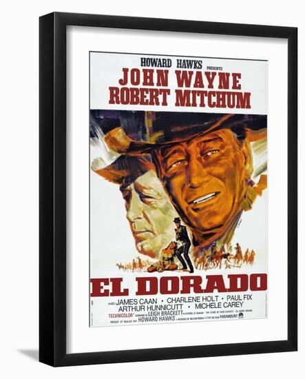 El Dorado, Robert Mitchum, John Wayne, French Poster Art, 1967-null-Framed Art Print