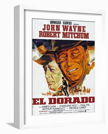 El Dorado, Robert Mitchum, John Wayne, French Poster Art, 1967-null-Framed Art Print