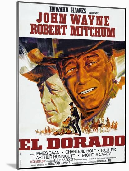 El Dorado, Robert Mitchum, John Wayne, French Poster Art, 1967-null-Mounted Art Print